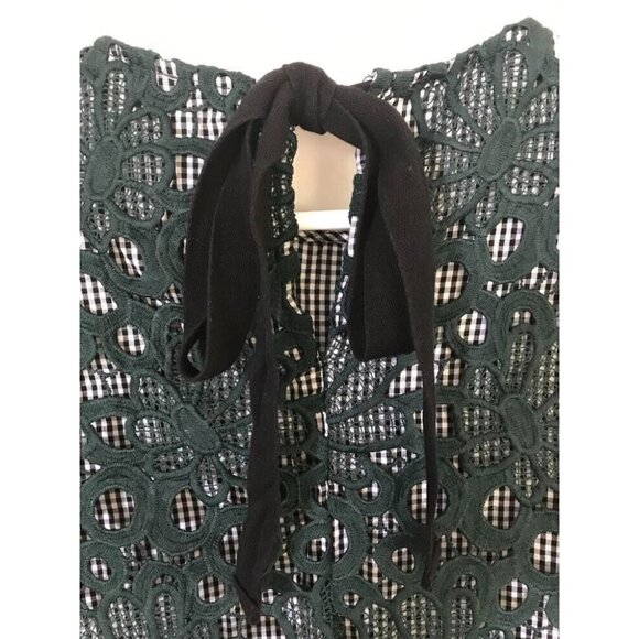 ANTHROPOLOGIE MAEVE Gabriella Gingham Peplum and Green Lace Top Size XS - Picture 6 of 8